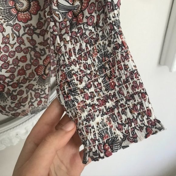 LOFT Floral Blouse, Flowerbud Smocked Cuff - Picture 10 of 13